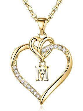 Heart Initial Necklace for Women & Girls, A-Z Personalized Jewelry Gift